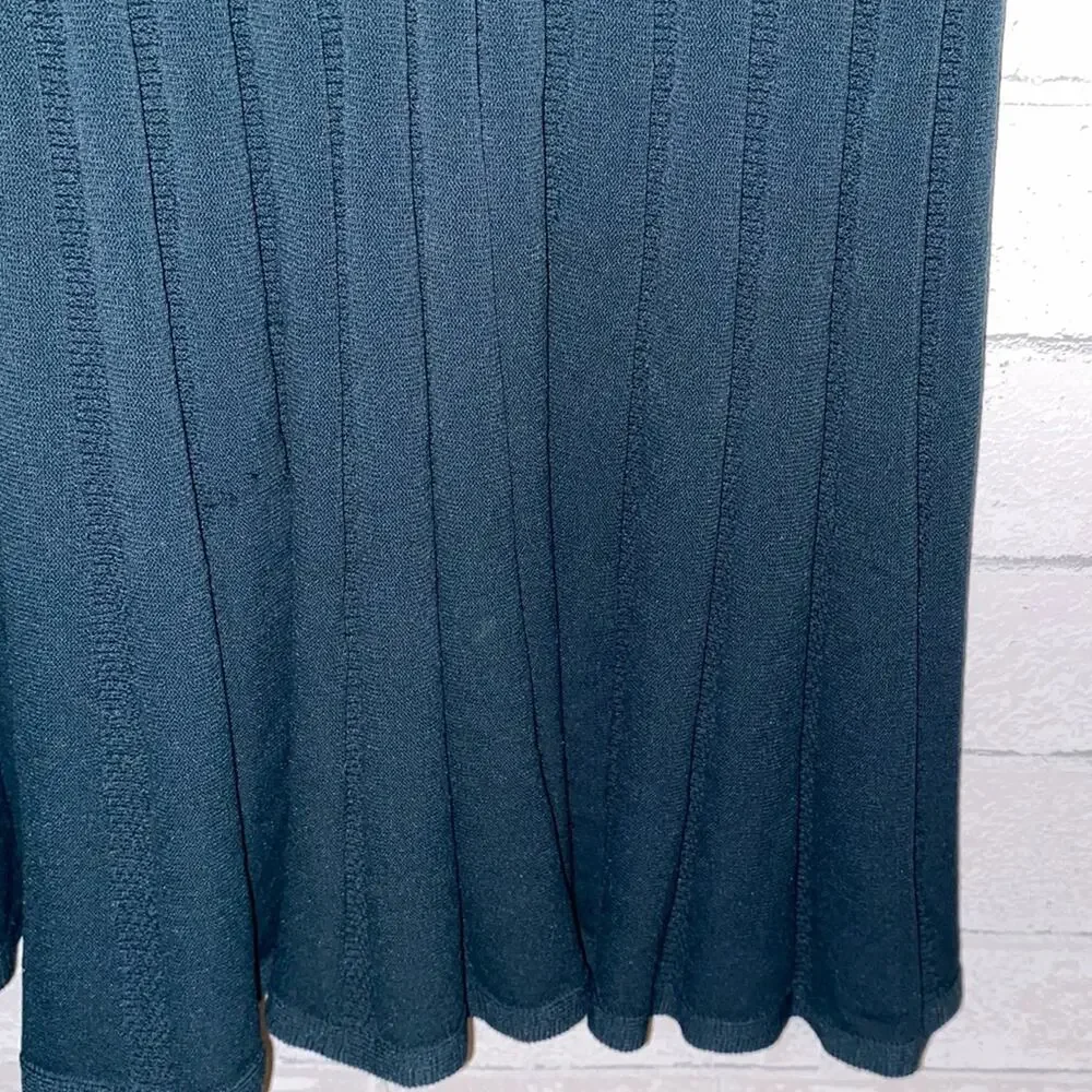 Ted Baker $289 Olivinn Stitch Detail Sweater Dress Green Pleated Skirt TB2 =US 6